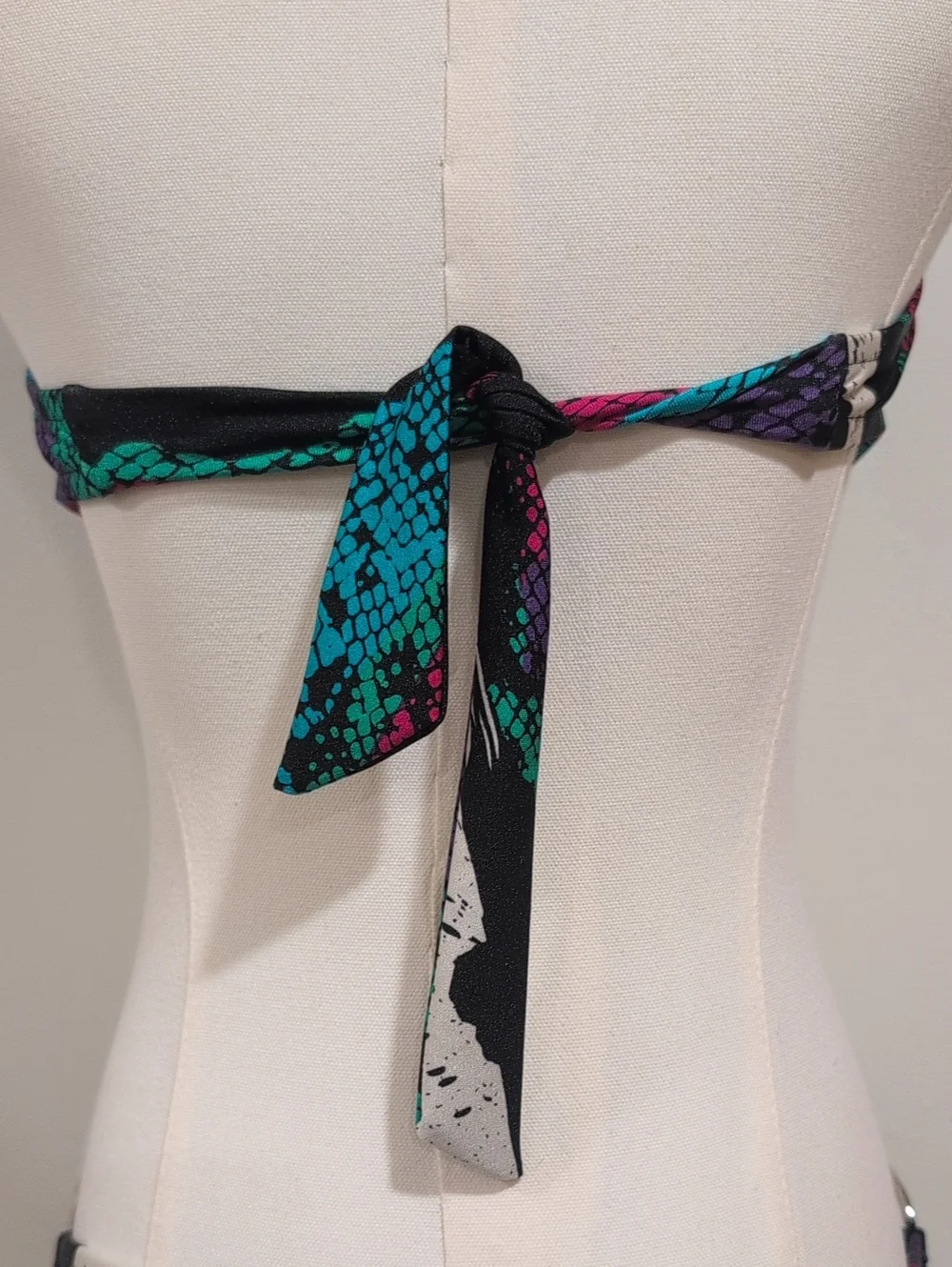 Xhilaration Black Teal Purple Pink Snake-Print Bandeau Bikini
